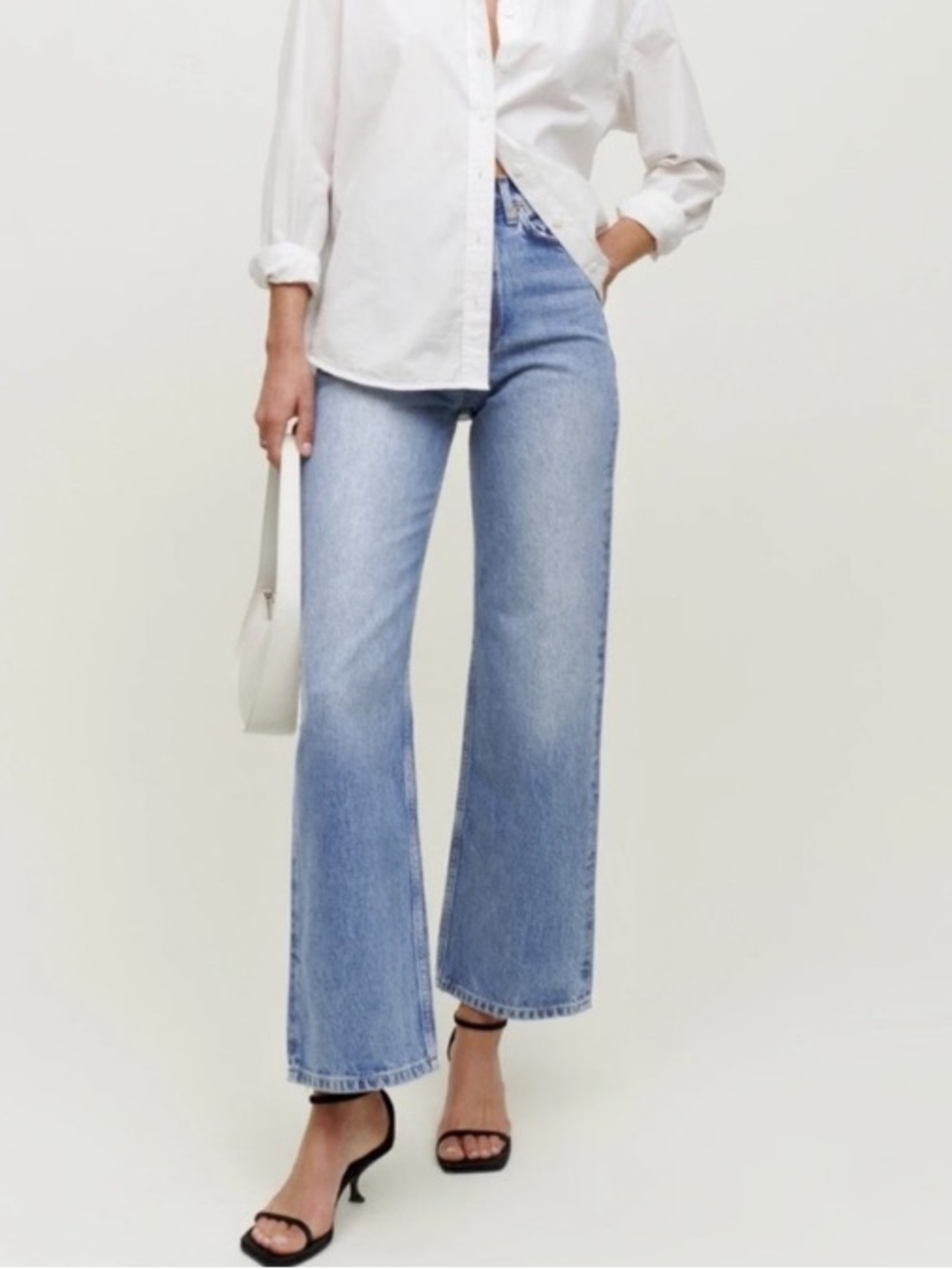 Reformation Wilder High Rise Wide Leg Cropped Jeans
